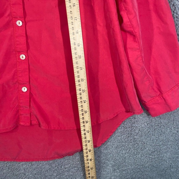 Chico's Button Up Womens 2 Red Solid Long Sleeve Pockets High Low Casual Adult - Picture 6 of 15